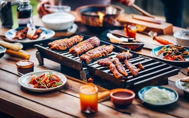 グリルでお肉を焼く