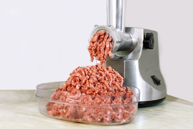 Photo meat scroll through the meat grinder