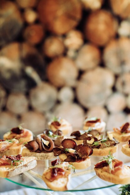 Meat snacks at a holiday party Catering service