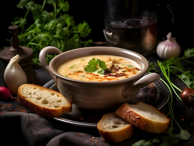 Meat soup in a bowl High quality