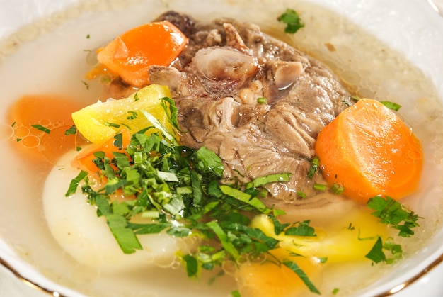 Meat soup with vegetables