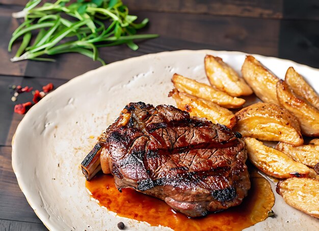 ステーキ グリル 豚肉 焼き牛肉 健康的な新鮮な食事