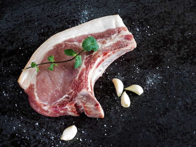 Meat with spice on table