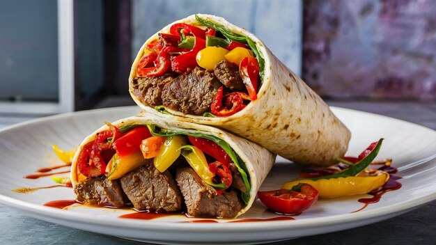 Meat wrap served with pepper