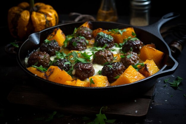 Foto meatball en butternut squash tagine