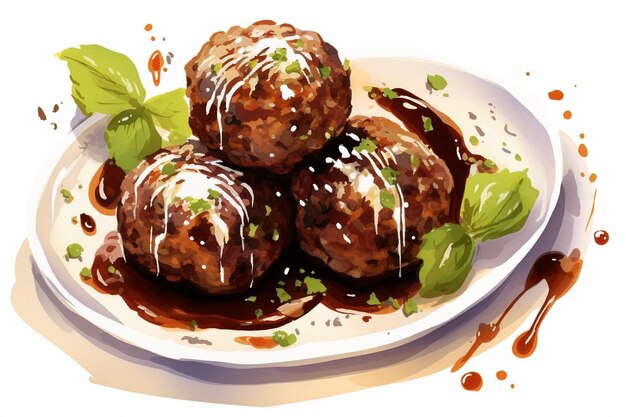 Foto meatball indulgence flavorful symphony delights su sfondo bianco delicious meatball immagine