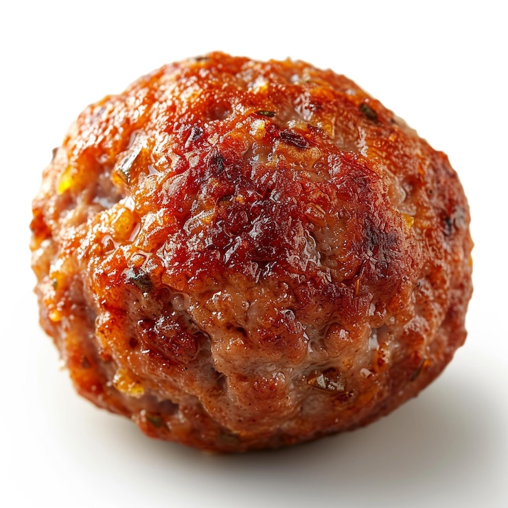 Photo a meatball that has a piece of meat on it