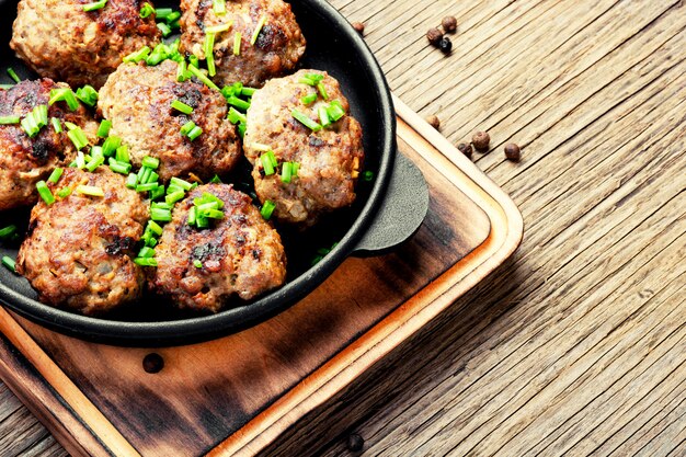 Meatballs in cast iron skillet