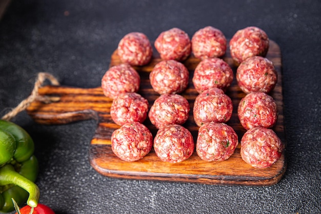 Meatballs raw meat pork, beef, lamb meat balls fresh delicious\
snack healthy meal food snack diet