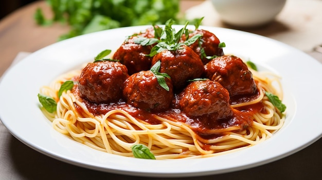 Photo meatballs with spaghetti a classic dish for a reason