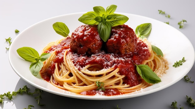 Meatballs with Spaghetti on a Plate