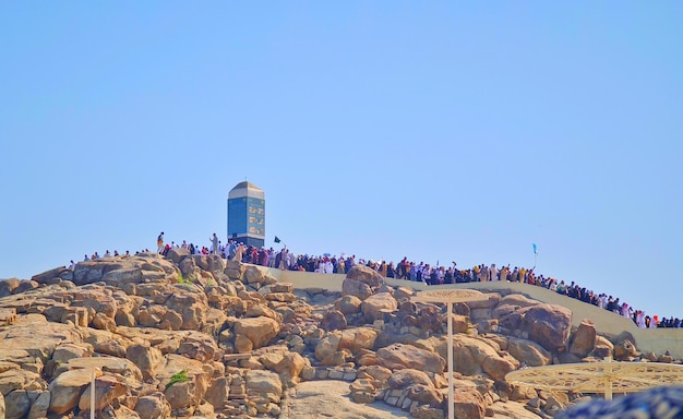 Mecca Saudi Arabia on February 26 2024 Jabal Rahmah in Arafah is the place where the Prophets Adam and Eve
