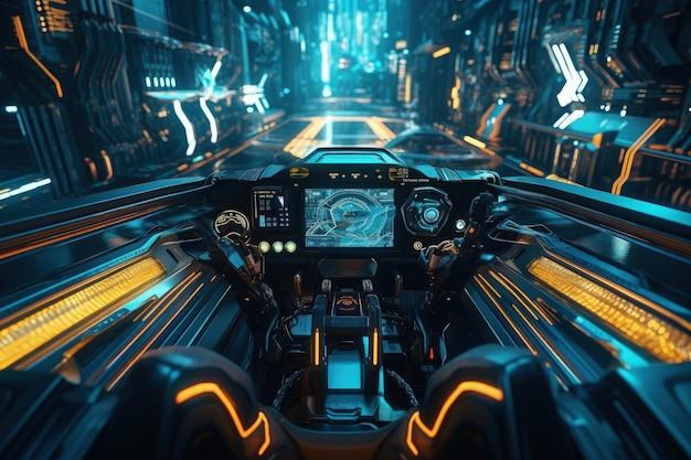 Mech Bot Cockpit Futuristic Interface Generative AI