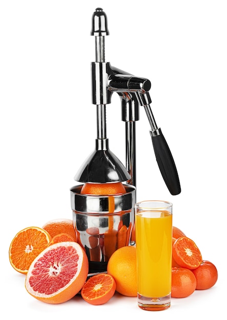 Photo mechanic juicer for citrus fruits isolated