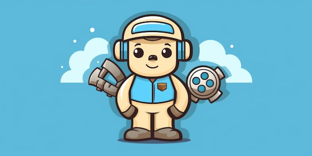 Mechanic mascot for a company logo line art Generative AI