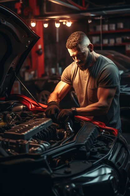 Foto immagine generata dall'ai per le riparazioni meccaniche delle auto