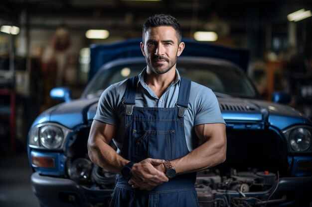 Photo a mechanic with his knuckles in his hands