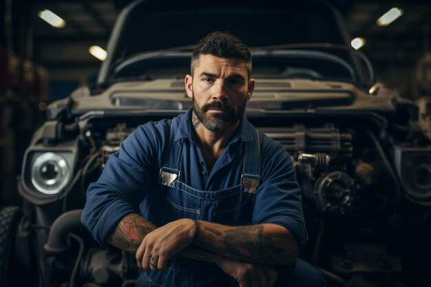 A mechanic with his knuckles in his hands