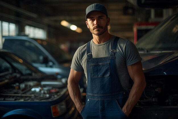 A mechanic with his knuckles in his hands