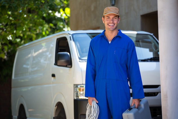 Mechanic with a tool box