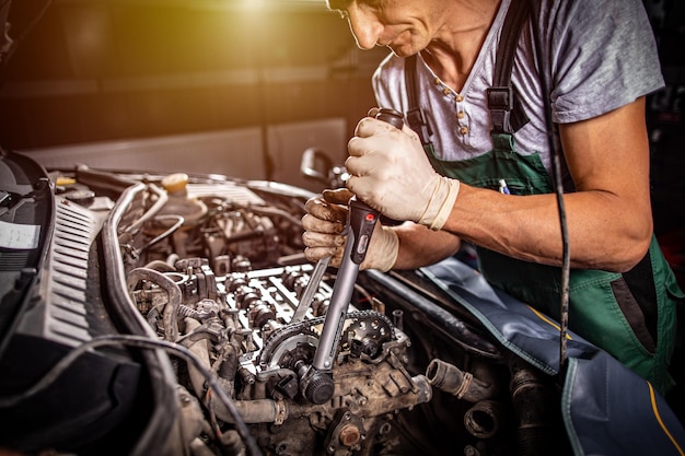 Mechanic with wrench