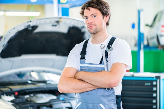 Mechanic working in car workshop