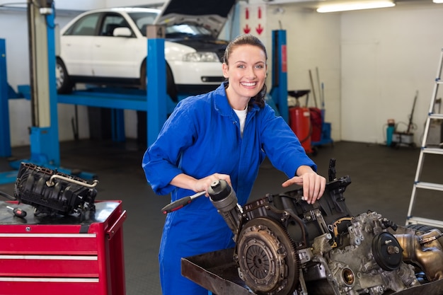 Mechanic working on an engine