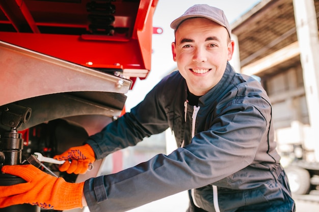 Mechanic in working overalls at work