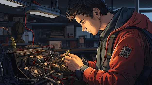 Mechanic works diligently to diagnose and repair a leaking transmission employing their expertise to resolve the issue and optimize the vehicle's transmission system Generated by AI