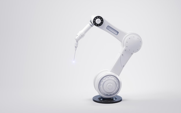 Mechanical arm with white background 3d rendering