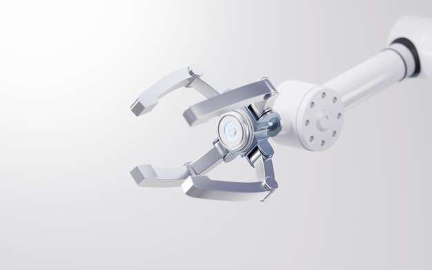 흰색 배경 3d 렌더링 기계 팔