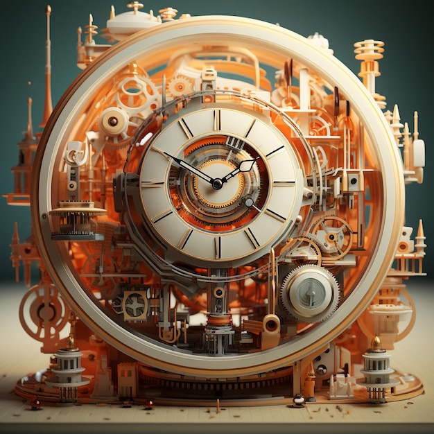 mechanical clock 3D