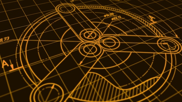 mechanical engineering background technology bannertechnical drawing illustration