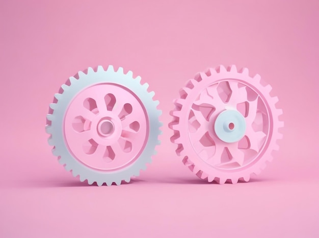 Mechanical harmony three gear wheels isolated on background