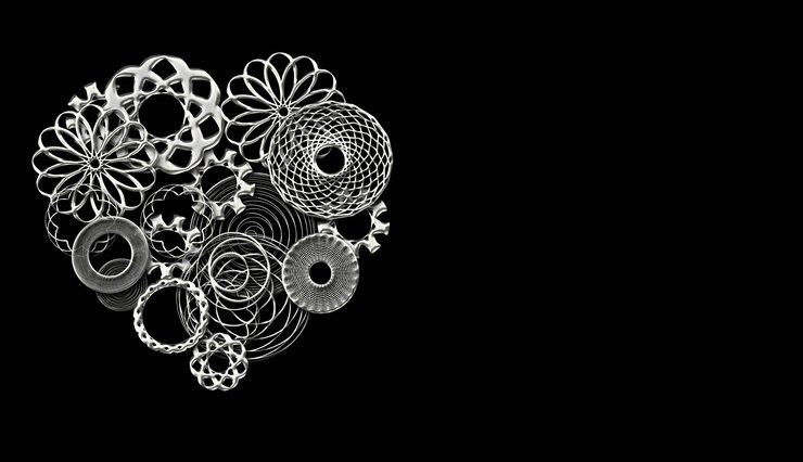 Photo mechanical heart made of gears and spare parts with copyspace