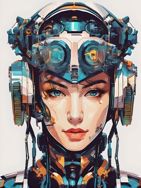 Photo mechanical marvel futuristic girl artwork