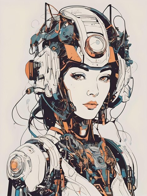 Mechanical Muse Portrait of a Cyberpunk Woman