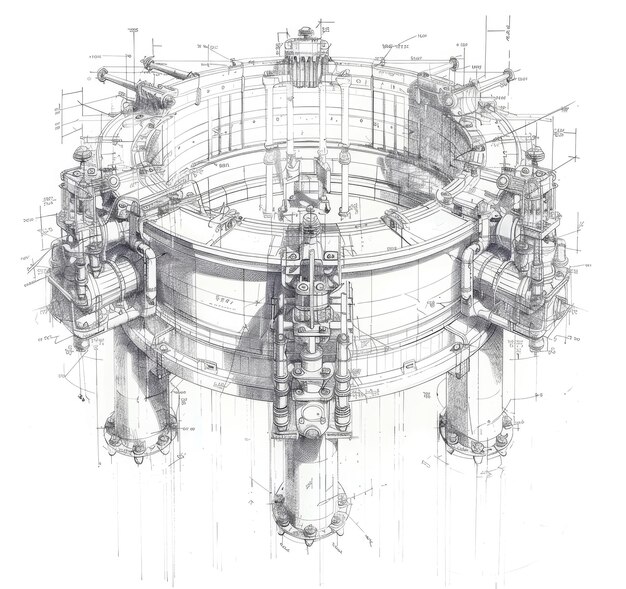 Photo mechanical pencil drawing of the structure of an air sinks