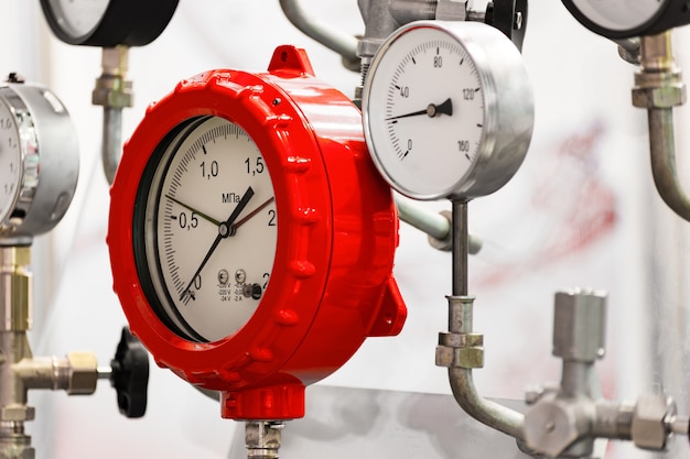 Mechanical pressure gauges. Traditional instruments for measuring pressure.