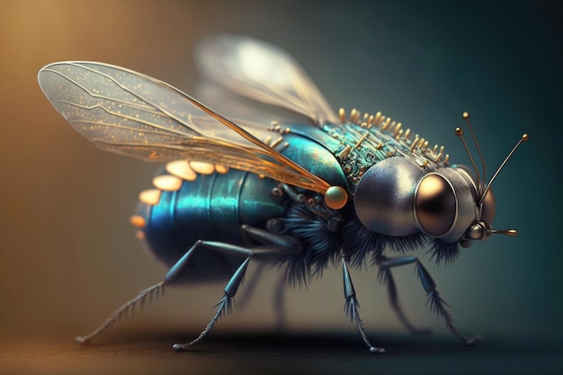 Механический и роботизированный генератор ИИ насекомых-мух