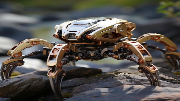 Mechanical SpiderLike Robot Navigeert achtergrond