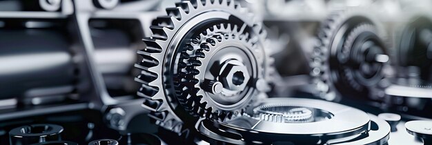 Photo the mechanics of time closeup of metallic gears and wheels symbolizing precision and teamwork
