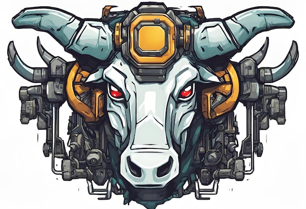 Foto mechanische buffel digitale illustratie mascotte voor online gaming