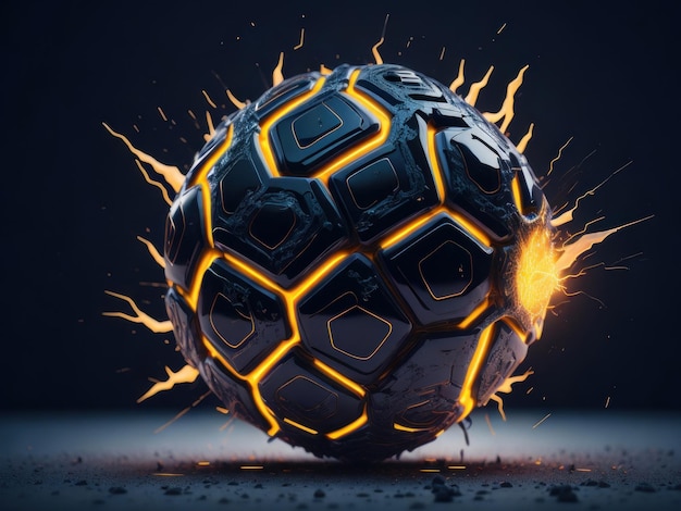 Mechanische futuristische voetbal of voetbal AI gegenereerd