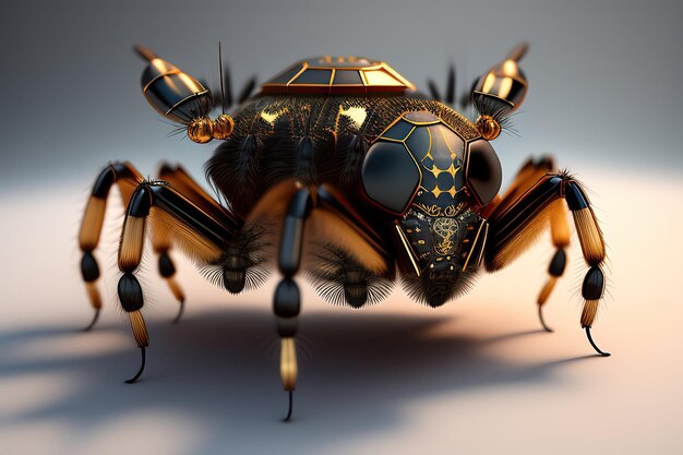 Mechanische humanoïde spin Arachne Steampunk stijl dier 3d illustratie