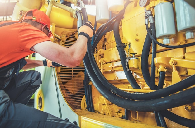 Foto mechanische reparatie van bulldozers