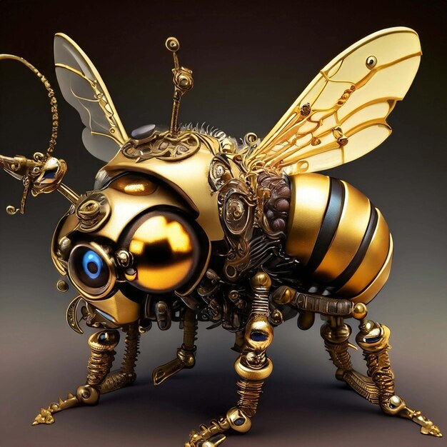 Mechanische steampunk insectenbij Bronzen en stalen onderdelen