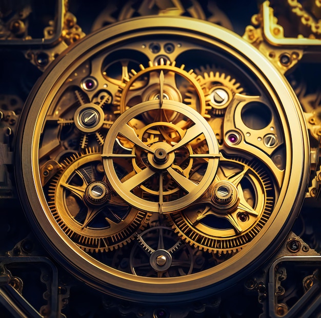 Premium AI Image | The mechanism of an unusual watch a gold watch ...