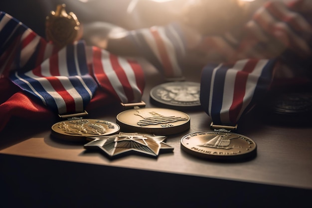 Foto medailles en linten amerika herdenkingsdag viering