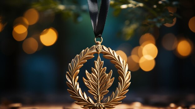 Photo medal for award gold ribbon